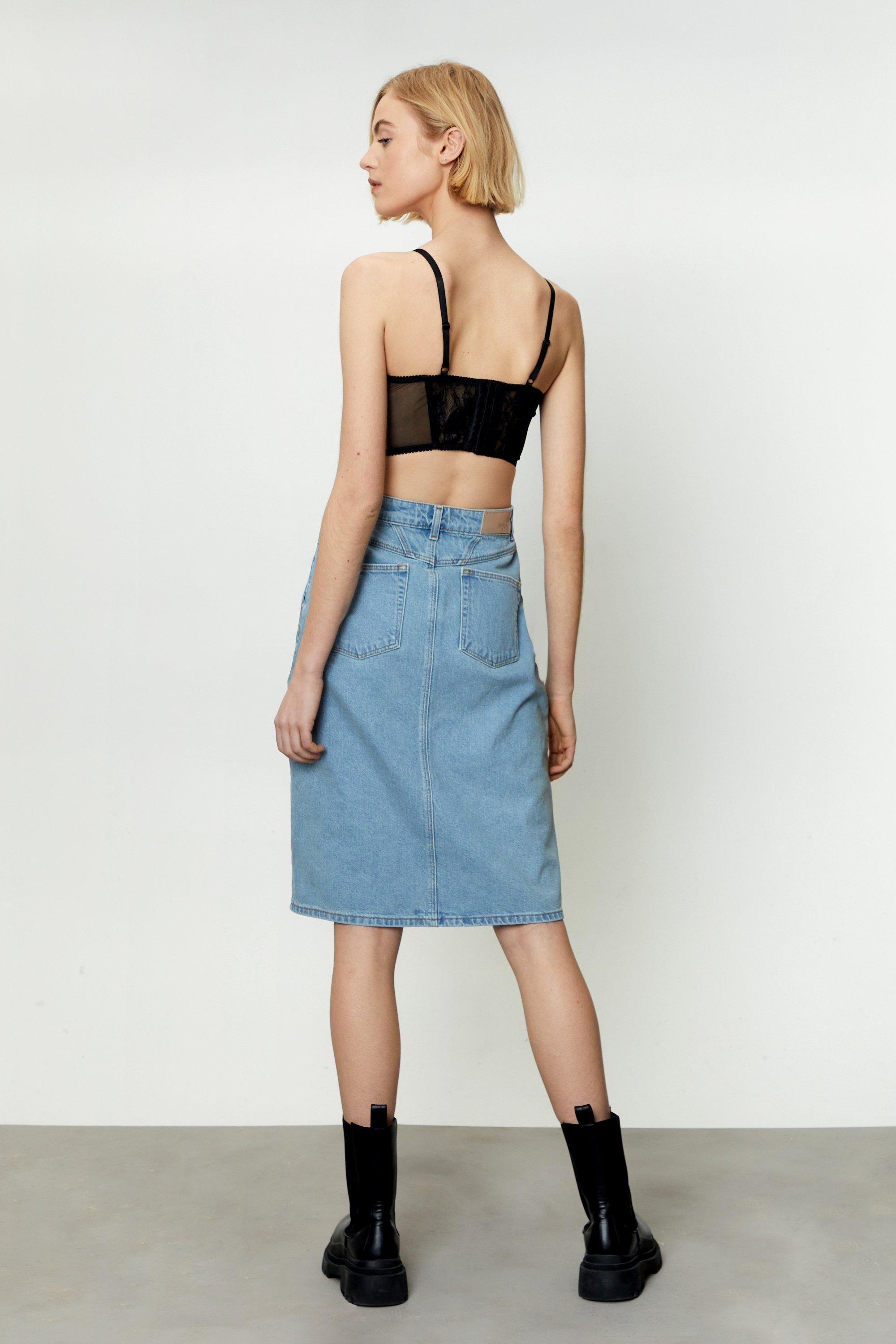 Button down outlet skirt boohoo